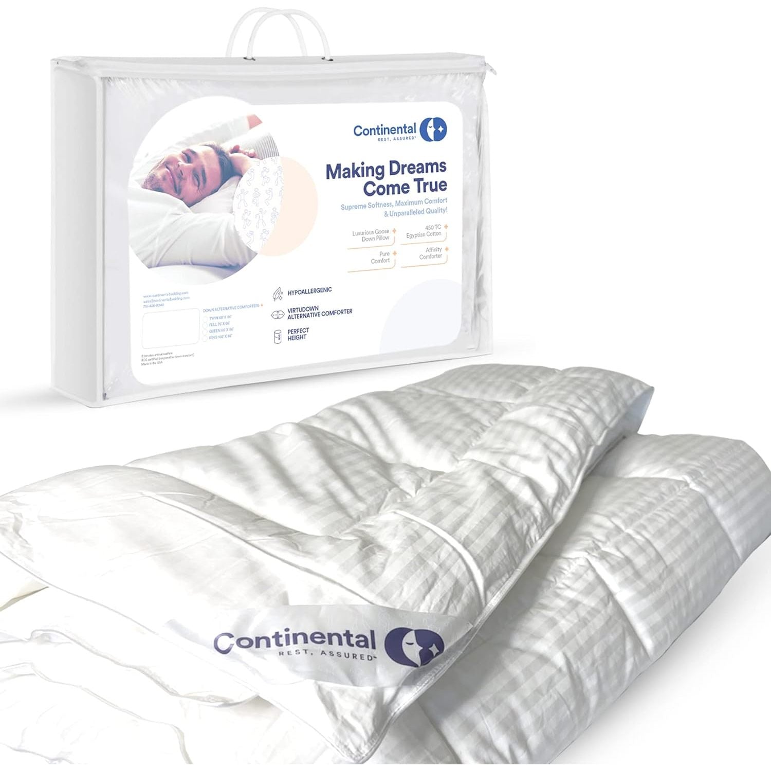 Continental Bedding Affinity Comforter All Season Quilted Down Alternative Duvet Insert with Corner Tabs