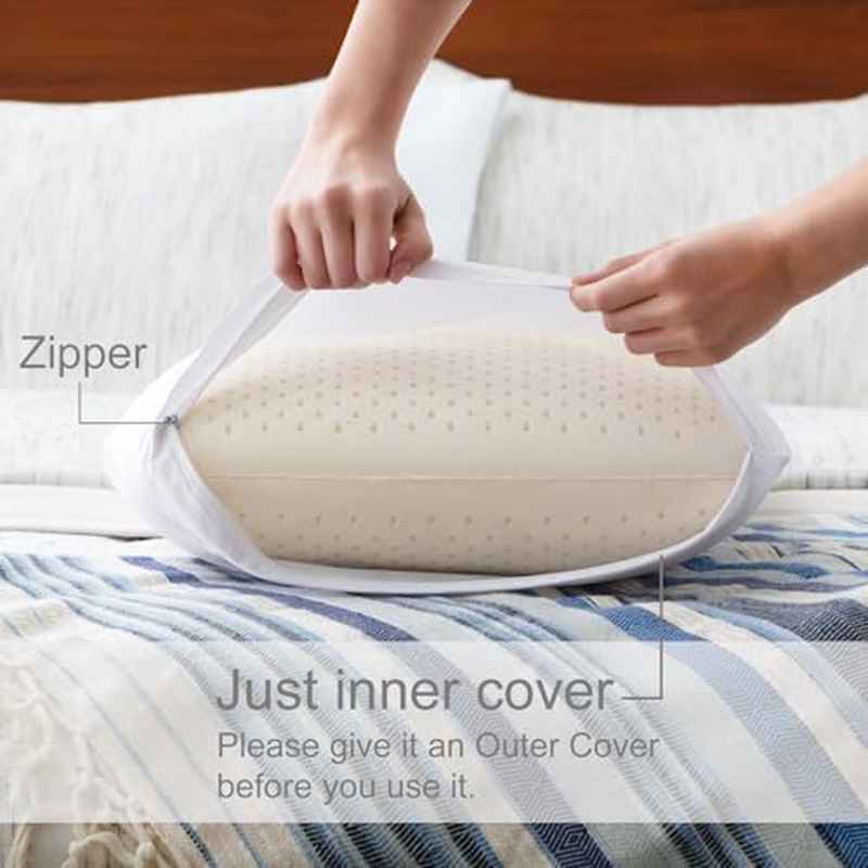 Talalay Latex Pillow Made from Materials, Offering Luxurious Medium Support Suitable for Side, Back, And Stomach Sleepers, Featuring Extra Soft Latex Foam And a Removable Cover