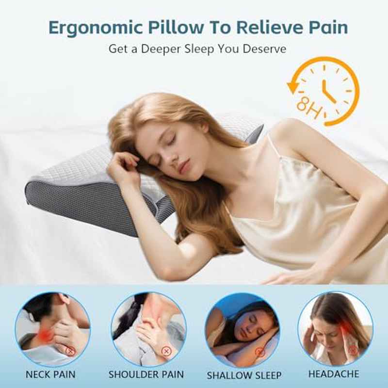 Neck Support Pillow for Sleep - Ortho for Alleviating Neck And Shoulder Discomfort, Medium Firm Ergonomic Design for Back, Stomach, And Side Sleepers (Small Size)