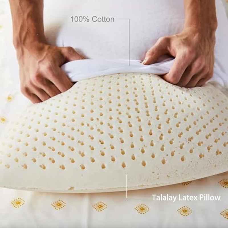 Talalay Latex Pillow Made from Materials, Offering Luxurious Medium Support Suitable for Side, Back, And Stomach Sleepers, Featuring Extra Soft Latex Foam And a Removable Cover