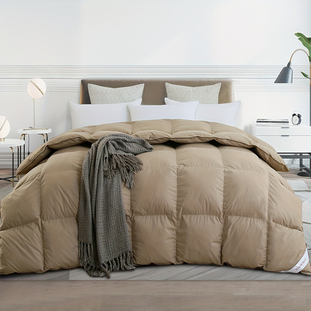 1pc Khaki 75% Duck Down Comforter Spring And Autumn Comforter Small Khaki Trimmed Duvet Insert For Hotel Bedroom Guest Room