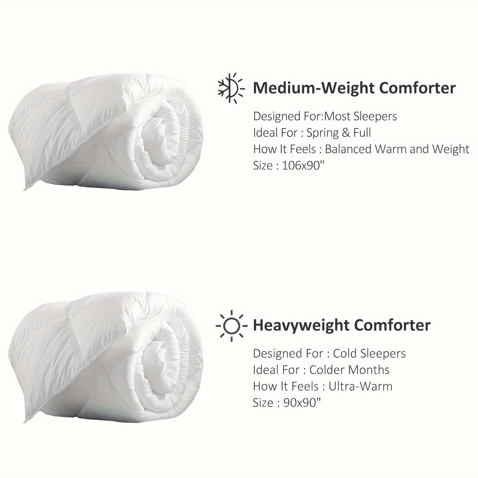 Queen Size White Goose Down Comforter & Duvet Insert - Heavyweight All-White Bedspread with 8 Corner Loops, Baffle Box Design, 40-Thread Count Shell - Luxury Hotel Collection Bedding, Machine Washable (35.43x35.43inch) - Down Fill