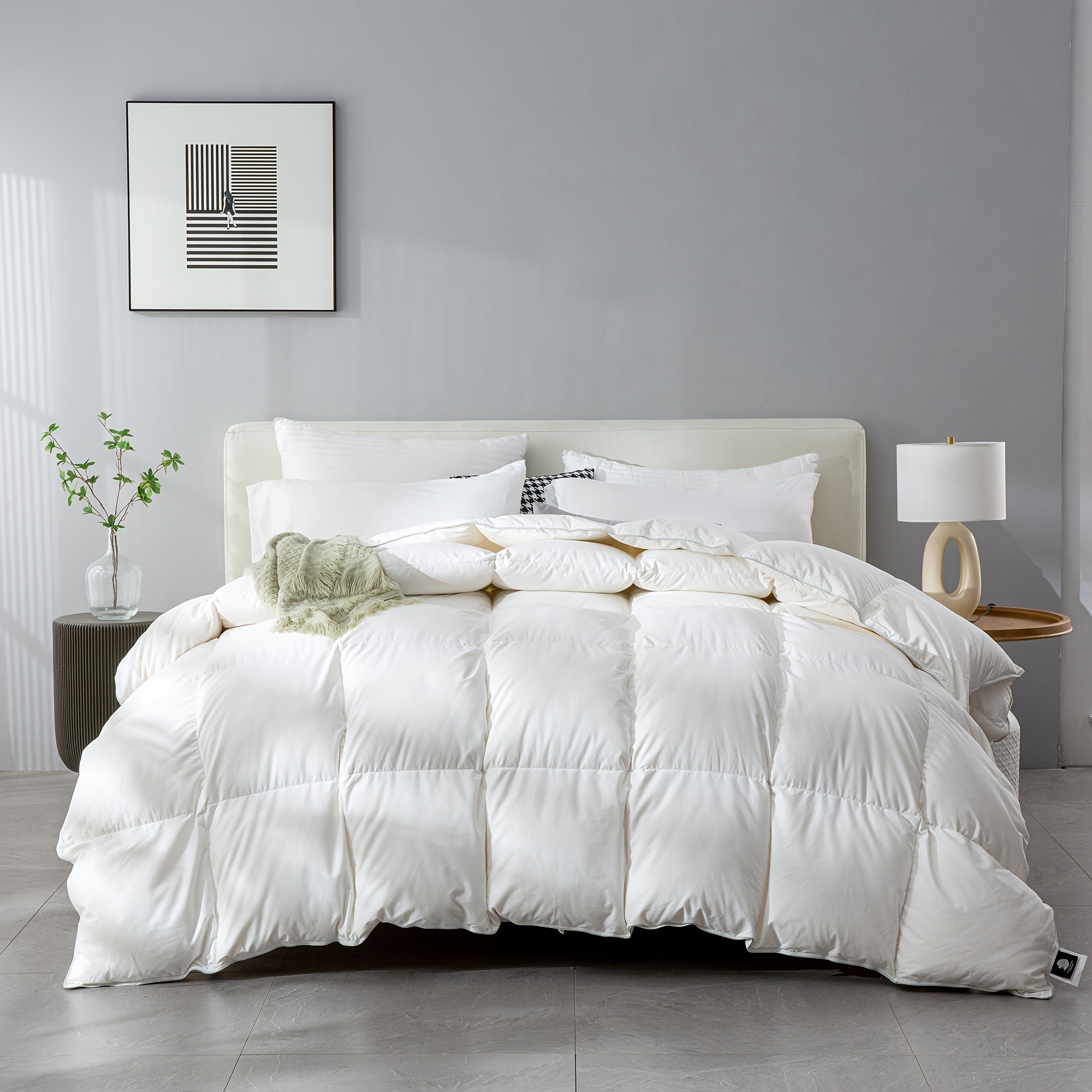 Goose Down Comforter, Cotton Cover, Ultra Soft And Fluffy Oversized Duvet Insert, Warm And Cozy, Luxury Hotel Collection, All-Season Bedding