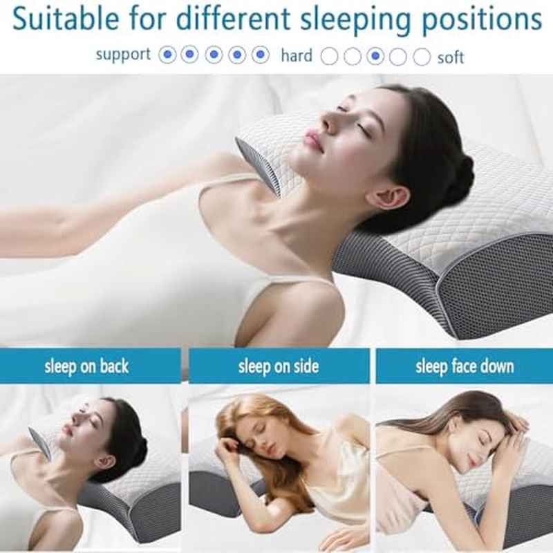 Neck Support Pillow for Sleep - Ortho for Alleviating Neck And Shoulder Discomfort, Medium Firm Ergonomic Design for Back, Stomach, And Side Sleepers (Small Size)