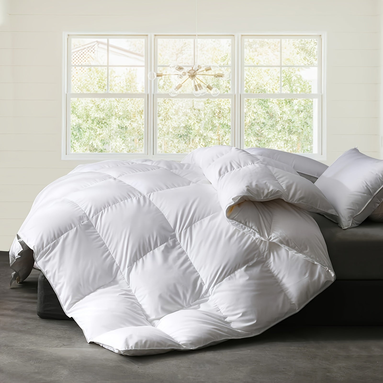 Queen Size White Goose Down Comforter & Duvet Insert - Heavyweight All-White Bedspread with 8 Corner Loops, Baffle Box Design, 40-Thread Count Shell - Luxury Hotel Collection Bedding, Machine Washable (35.43x35.43inch) - Down Fill