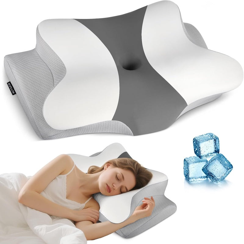 Bespillow Relief Cervical Neck Pillow for Sleep - Ergonomic Pillow Suitable for Side\u002FBack\u002FStomach Sleepers with Cooling Cover, Latex Filling & Machine-Washable, CertiPUR-\u002F Spinal Pillow
